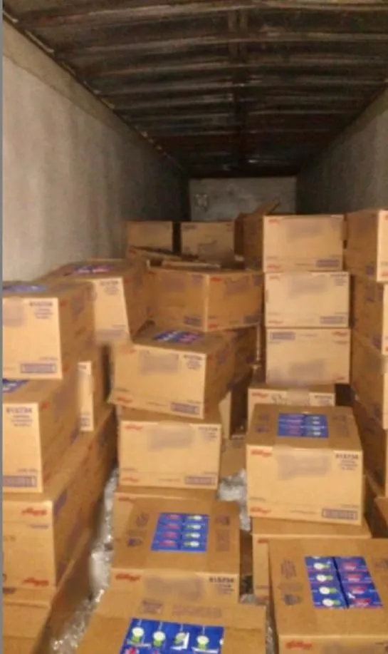 Asegura SSPyTM caja de tráiler robada con cartones de cereal Asegura SSPyTM caja de tráiler robada con cartones de cereal