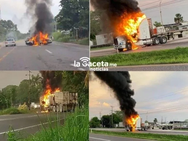 Tabasco amanece con quema de camiones, balaceras y bloqueos Tabasco amanece con quema de camiones, balaceras y bloqueos