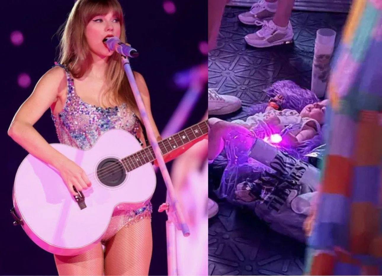 Fans de Taylor Swift indignados al ver a mujer dejar a su bebé en el piso durante el concierto Fans de Taylor Swift indignados al ver a mujer dejar a su bebé en el piso durante el concierto