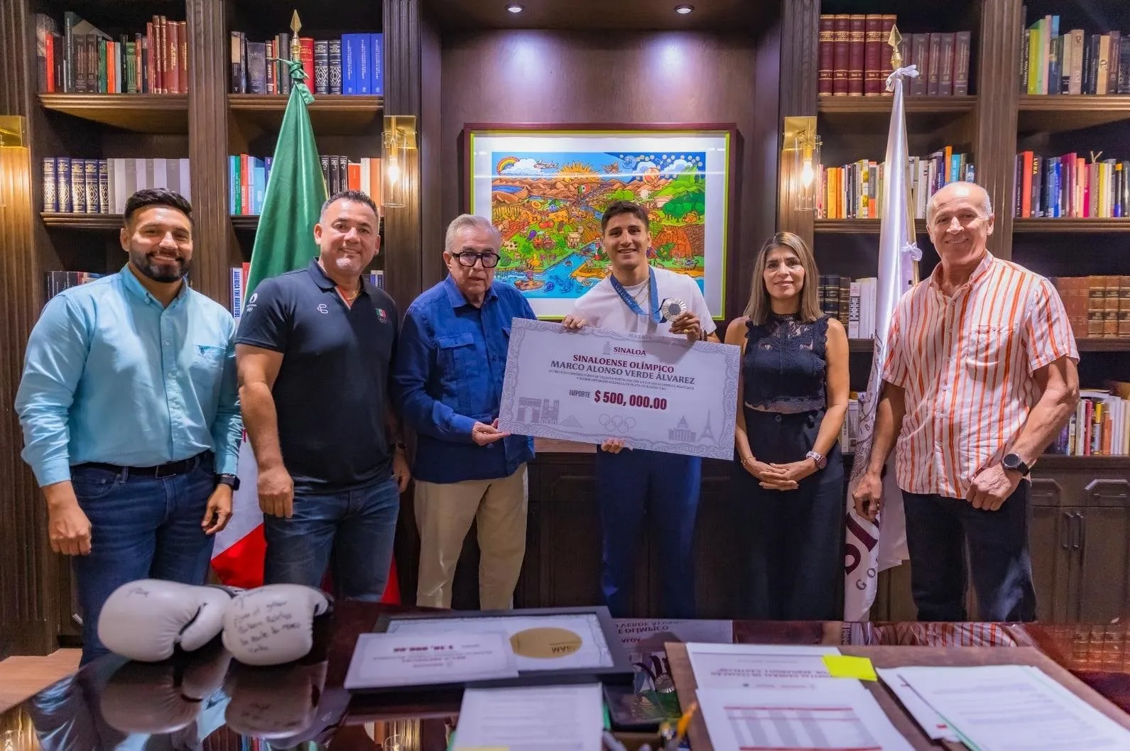 Rocha recibe al medallista olímpico Marco Verde y a su entrenador Rocha recibe al medallista olímpico Marco Verde y a su entrenador