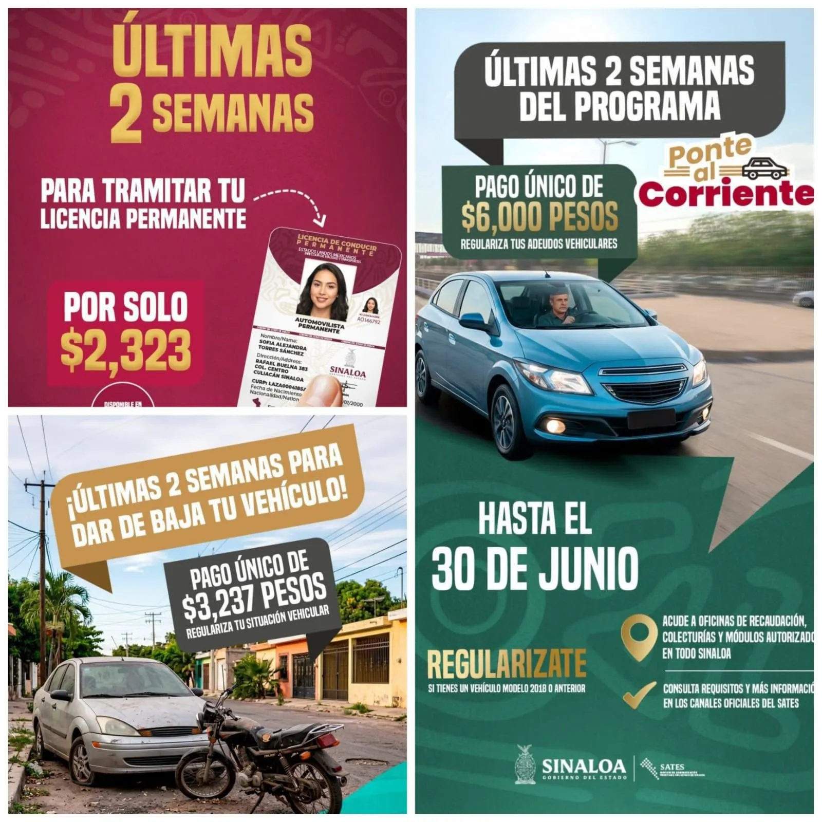 “Aprovecha los últimos 15 días de los programas de regularización vehicular y Licencia Permanente” “Aprovecha los últimos 15 días de los programas de regularización vehicular y Licencia Permanente”
