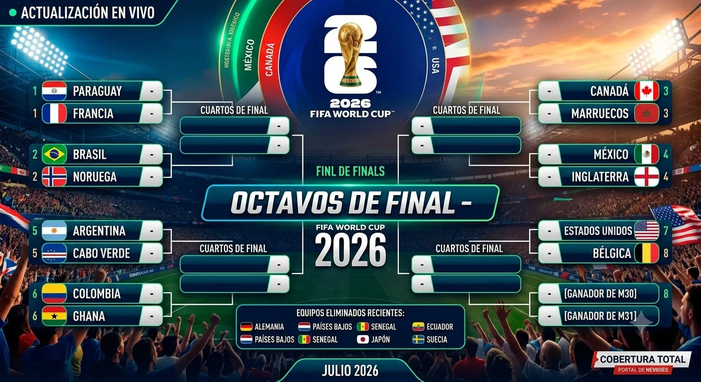 ¡Se arman los Octavos de Final! El Mundial 2026 entra en su etapa más dramática: clasificados y eliminados al momento ¡Se arman los Octavos de Final! El Mundial 2026 entra en su etapa más dramática: clasificados y eliminados al momento