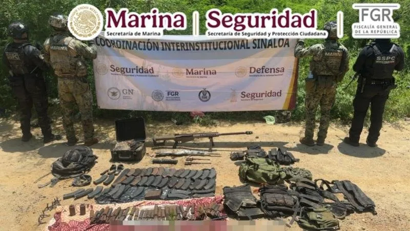 Golpe directo al crimen: Con la “Operación Sable”, SEMAR destruye 49 explosivos improvisados y asegura arsenal en Concordia, Sinaloa Golpe directo al crimen: Con la “Operación Sable”, SEMAR destruye 49 explosivos improvisados y asegura arsenal en Concordia, Sinaloa